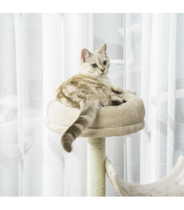 Multi-Level Large Cat Tree Scratching Post Perch Play Center Tunnel Beige