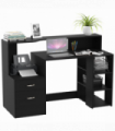 Multi-Storage & Workstation Desk Table Storage Shelves  Office Black HOMCOM