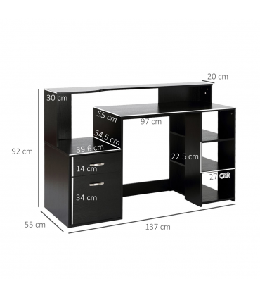 Multi-Storage & Workstation Desk Table Storage Shelves  Office Black HOMCOM