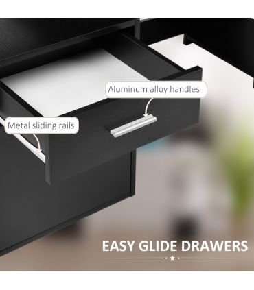 Multi-Storage & Workstation Desk Table Storage Shelves  Office Black HOMCOM