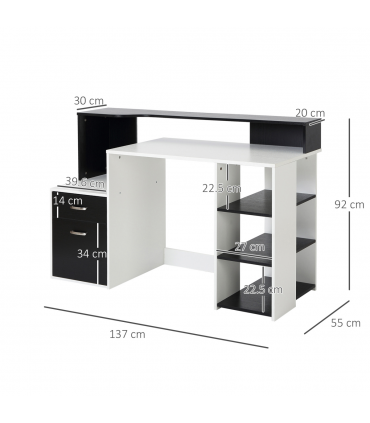 Multi-Storage & Workstation Desk Table Storage Shelves Home Office HOMCOM
