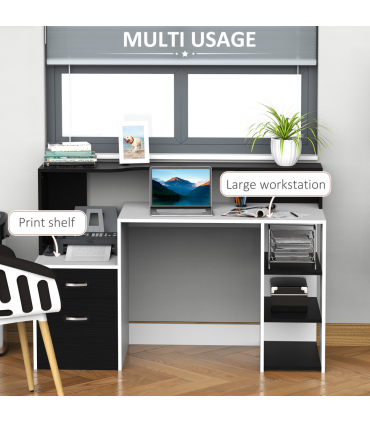 Multi-Storage & Workstation Desk Table Storage Shelves Home Office HOMCOM
