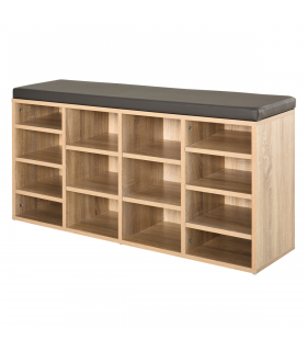 Multi-Storage Shoe Rack 14 Compartments Cushion Moving Shelves  Brown