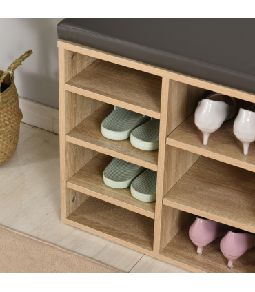 Multi-Storage Shoe Rack 14 Compartments Cushion Moving Shelves  Brown