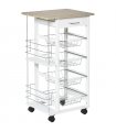 Multi-Use Kitchen Island Trolley 4 Baskets 2 Side Racks Drawer Wheels White
