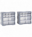 Multi-drawer Organisers with 12 Drawers 2 pcs 26.5x16x26 cm