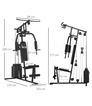 Multifunction Home Gym Machine with 45kg Weights for Full Body Workout HOMCOM