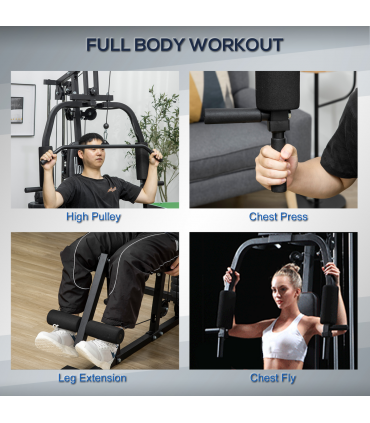 Multifunction Home Gym Machine with 45kg Weights for Full Body Workout HOMCOM