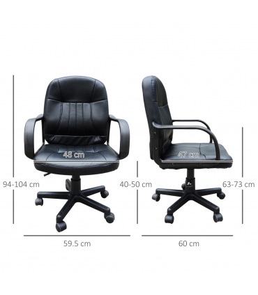 HOMCOM Swivel Executive Office Chair PU Leather Computer Desk Chair Office Furniture Gaming Seater - Black