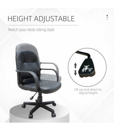 HOMCOM Swivel Executive Office Chair PU Leather Computer Desk Chair Office Furniture Gaming Seater - Black