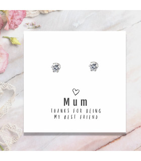 Mum Thanks For Being My Best Friend - Earrings & Message Card