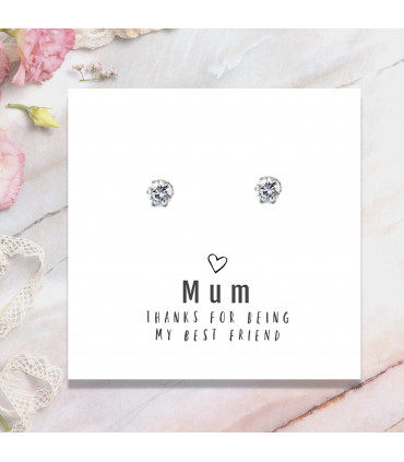 Mum Thanks For Being My Best Friend - Earrings & Message Card