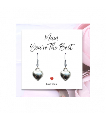 Mum You're The Best Heart Earrings & Message Card