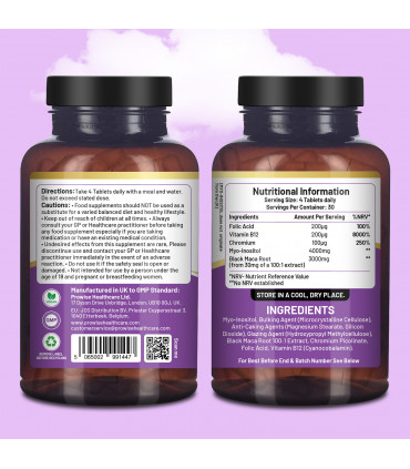 Myo-Inositol Complex 120 Vegan Tablets 7000mg per serving with Black Maca Root