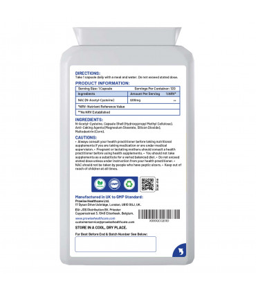 NAC N-Acetyl- Cysteine 600mg 120 Vegan Capsules – UK Manufactured by Prowise
