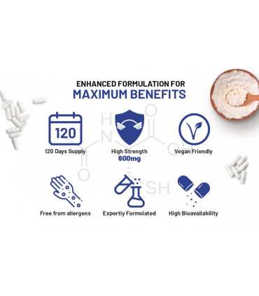 NAC N-Acetyl- Cysteine 600mg 120 Vegan Capsules – UK Manufactured by Prowise