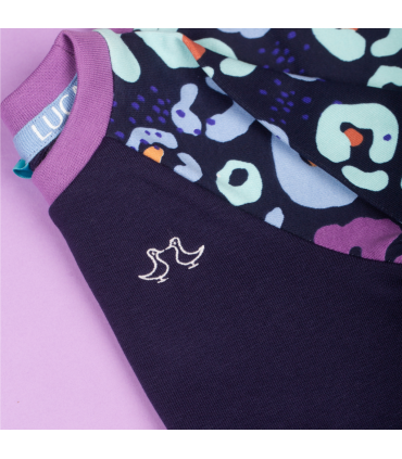 Navy & Purple Girls Leopard Print Lounge Set