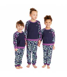 Navy & Purple Girls Leopard Print Lounge Set