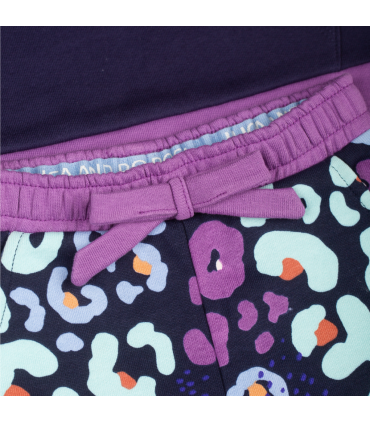 Navy & Purple Girls Leopard Print Lounge Set