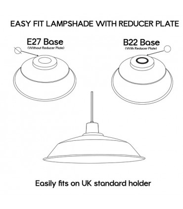 Navy Blue Retro Vintage Lampshade Easy Fit E27 Base Industrial Pendant Metal 36cm Lamp Light Shades