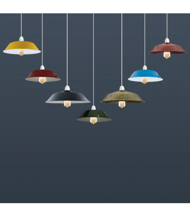 Navy Blue Retro Vintage Lampshade Easy Fit E27 Base Industrial Pendant Metal 36cm Lamp Light Shades