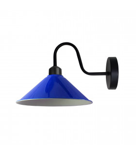 Navy Blue Wall Light Fixture,Black Wall Sconce E27 Base Socket Screw Type Wall Mounted Swan Neck Cone Shape Shade