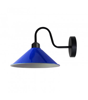 Navy Blue Wall Light Fixture,Black Wall Sconce E27 Base Socket Screw Type Wall Mounted Swan Neck Cone Shape Shade