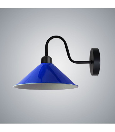 Navy Blue Wall Light Fixture,Black Wall Sconce E27 Base Socket Screw Type Wall Mounted Swan Neck Cone Shape Shade