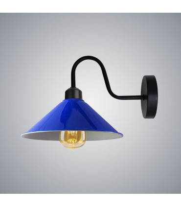 Navy Blue Wall Light Fixture,Black Wall Sconce E27 Base Socket Screw Type Wall Mounted Swan Neck Cone Shape Shade