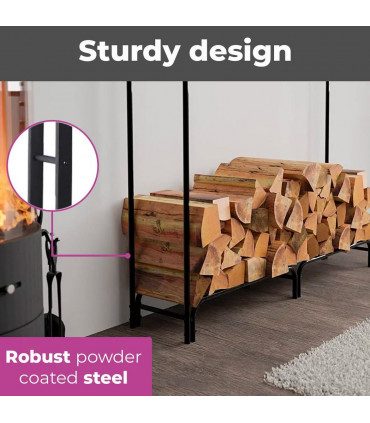 Neo 240cm Outdoor Metal Log Holder Storage Rack with Cover