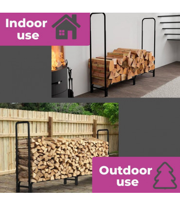 Neo 240cm Outdoor Metal Log Holder Storage Rack with Cover