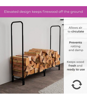 Neo 240cm Outdoor Metal Log Holder Storage Rack with Cover
