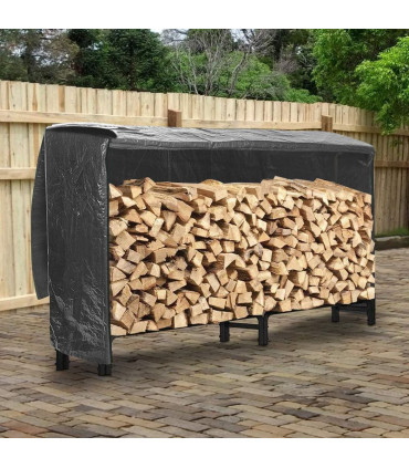 Neo 240cm Outdoor Metal Log Holder Storage Rack with Cover