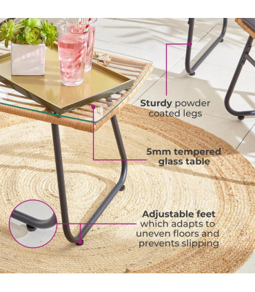 Neo 4 Piece Wicker Bamboo Style Garden Sofa, Table & Chairs Set