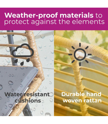 Neo Grey Bamboo Style Garden Sofa, Table & Chairs 4 Piece Set