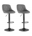 Neo Set of Two Dark Grey Leather Bar Stools