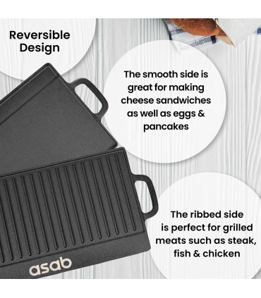 Non-Stick 16" Cast Iron Reversible Griddle Plate 6866