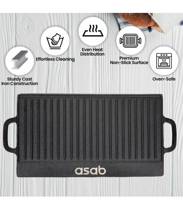 Non-Stick 16" Cast Iron Reversible Griddle Plate 6866