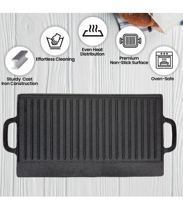 Non-Stick 16" Cast Iron Reversible Griddle Plate 6866