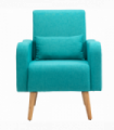 Nordic Armchair Linen-Touch Sofa Chair with Cushioned Pillow & Wood Legs Teal