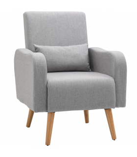 Nordic Leisure Lounge Sofa Accent Chair with Pillow for Bedroom Grey