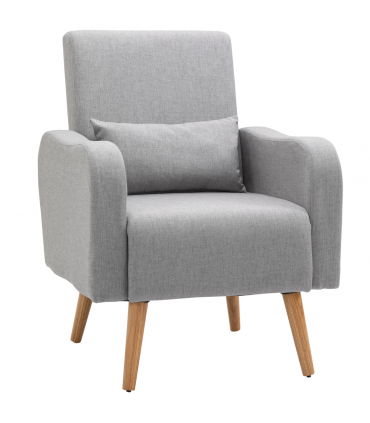 Nordic Leisure Lounge Sofa Accent Chair with Pillow for Bedroom Grey