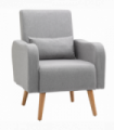 Nordic Leisure Lounge Sofa Accent Chair with Pillow for Bedroom Grey