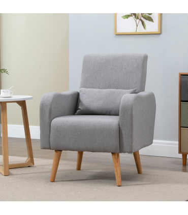 Nordic Leisure Lounge Sofa Accent Chair with Pillow for Bedroom Grey