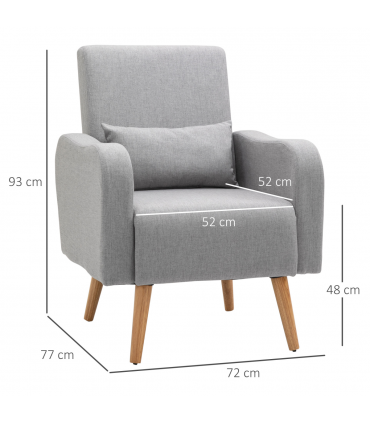 Nordic Leisure Lounge Sofa Accent Chair with Pillow for Bedroom Grey