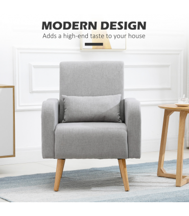 Nordic Leisure Lounge Sofa Accent Chair with Pillow for Bedroom Grey