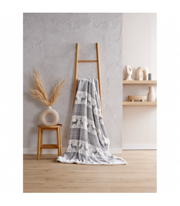 Nordic Sherpa Fleece Throw Grey