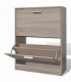 Oak Look Wooden Shoe Cabinet with 2 Compartments