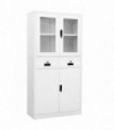 Office Cabinet White 90x40x180 cm Steel and Tempered Glass