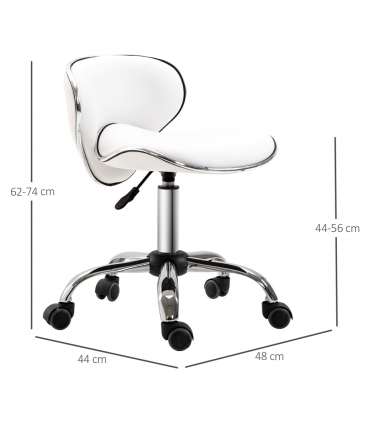 Office Chair Beauty Salon Rolling Technician Stool Chair Low Back White HOMCOM